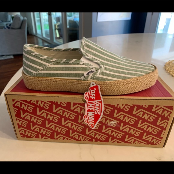 Vans Shoes - MadewellxVans collab Striped linen garden green